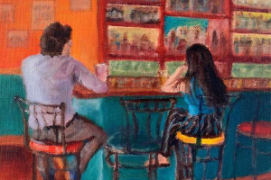 Happy Hour at the Cantina, 8" x 10", Oil