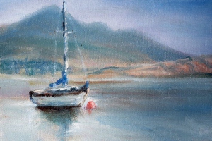 Moored, 6" x 8", oil