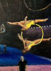 Aerial Acrobats, 8" x 10", oil