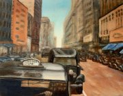 Checker Cab, 11" x 14", oil