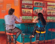 Happy Hour at the Cantina, 8" x 10", Oil