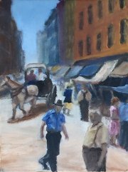 NYC Market Day, 6" x 8", oil