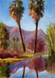 Palm Springs Pond, 8" x 10", oil
