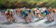 Redlands Bicycle Classic, 12" x 24", oil