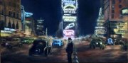 Times Square (1939), 12" x 24", oil