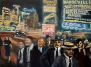 Vaudeville Patrons, 12" x 16", oil