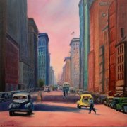 Fifth Avenue Jaywalkers (1939), 24" x 24", oil