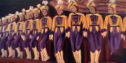 Rockettes (1939), 10" x 20", oil