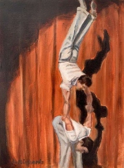 Vaudeville Acrobats, 9” x12” oil