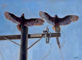 High Voltage, 12" x 16", oil